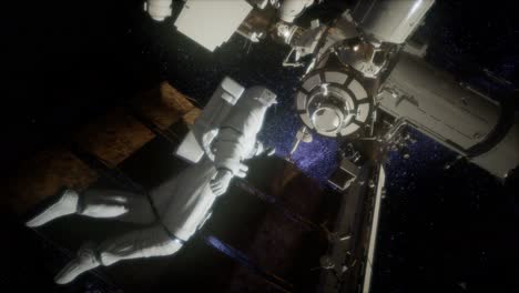 Astronauta-Fuera-De-La-Estación-Espacial-Internacional-En-Una-Caminata-Espacial